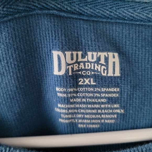 Duluth Trading Blue long sleeve Crew Neck Ribbed top size 2XL - Picture 2 of 2